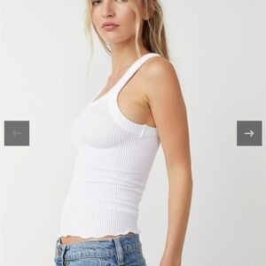 Free People White Ribbed Tank